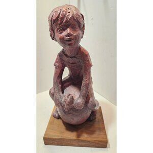 Vtg MCM Austin Productions Rare Little Boy on Hoppity Horse Sculpture 14" Tall